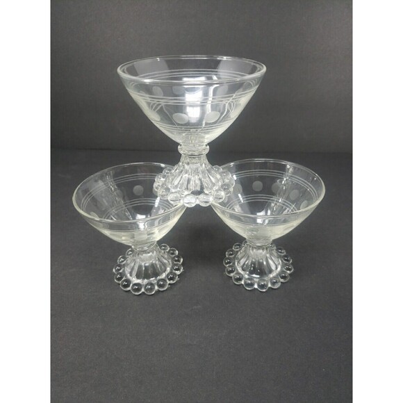 Anchor Hocking Berwick Boopie Champagne Sherbet Footed Etched Design Vintage MCM - Picture 13 of 16